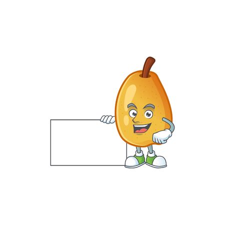 Thumbs up with board fragrant pear in cartoon character style vector illustrationのイラスト素材