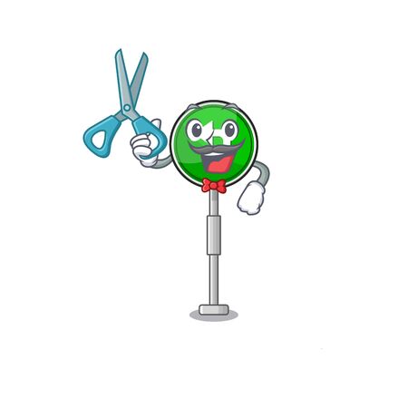 Barber turn left isolated with the cartoon vector illustrationのイラスト素材