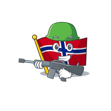 Army flag norway character shaped on cartoon vector illustrationのイラスト素材