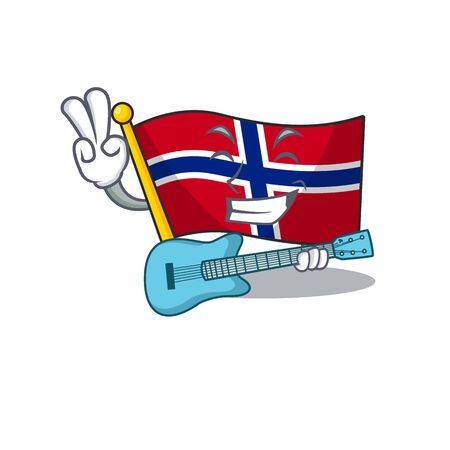 With guitar norway flag is flown on character pole vector illustrationのイラスト素材