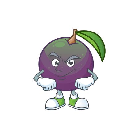 Smirking ripe star apple character on white background vector illustrationのイラスト素材