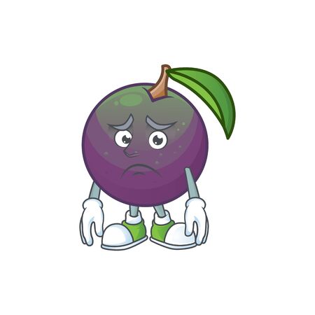 Afraid star apple fruit shape character mascot. vector illustrationのイラスト素材