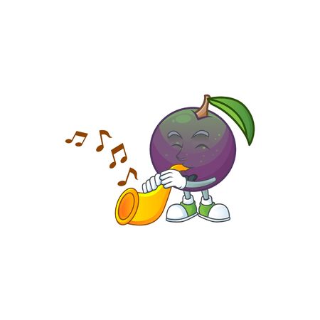 With trumpet star apple fruit shape character mascot. vector illustrationのイラスト素材