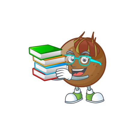 Student with book medlar fruits cartoon character for designのイラスト素材