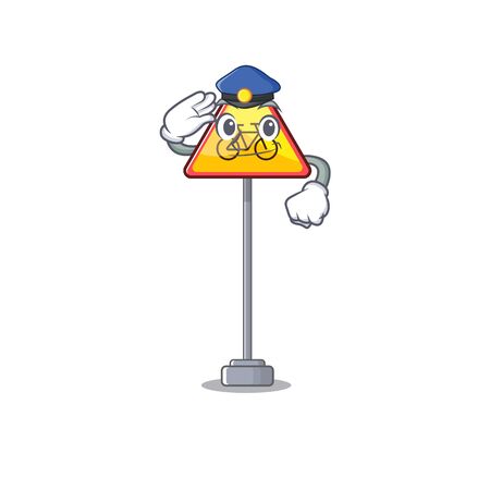 Police no cycling isolated with the character vector illustrationのイラスト素材