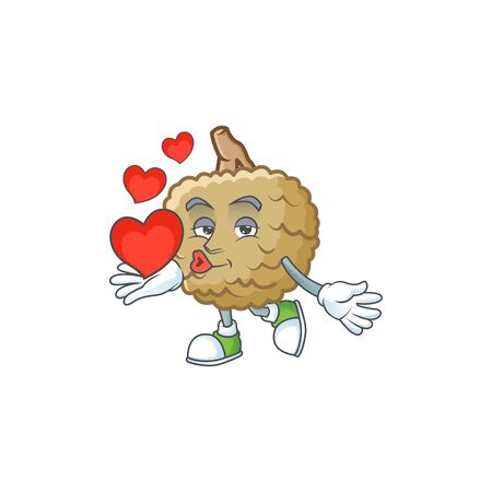 With heart fresh marolo fruit character mascot in cartoon vector illustrationのイラスト素材