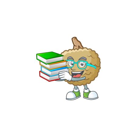 Student with book marolo fruit cartoon character mascot style. vector illustrationのイラスト素材