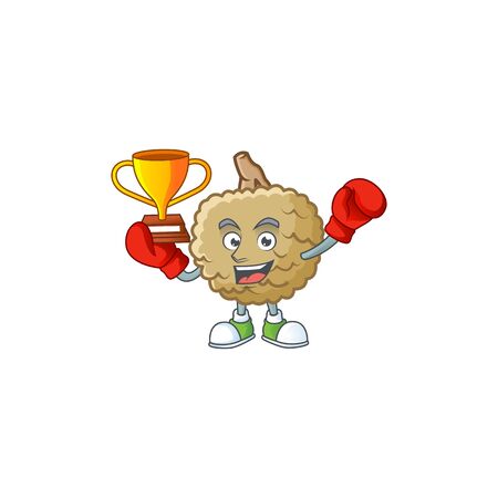 Boxing winner marolo fruit cartoon character mascot style. vector illustrationのイラスト素材