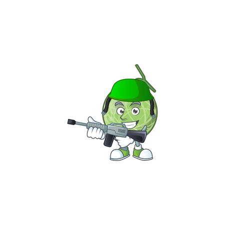 Army fruit melon cartoon mascot for diet vector illustrationのイラスト素材