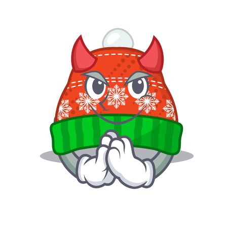 Devil winter hat in a cartoon bag vector illustrationのイラスト素材