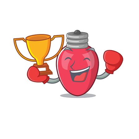 Boxing winner christmas lights against the cartoon wallのイラスト素材