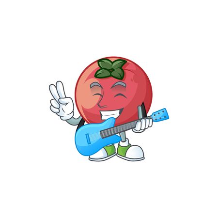 With guitar velvet apple fruit for healthy juiceのイラスト素材