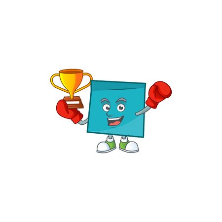 Boxing winner rectangle sticker paper in cartoon characterのイラスト素材