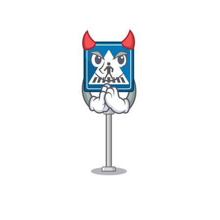 Devil miniature crosswalk sign in form mascot vector illustrationのイラスト素材