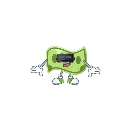 Virtual reality paper money cartoon character mascot style vector illustrationのイラスト素材