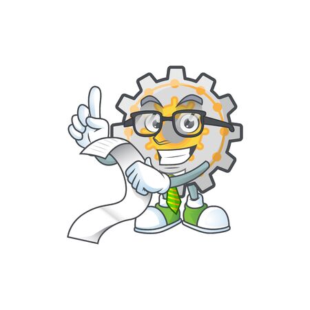 With menu gear shape circle with cartoon character vector illustrationのイラスト素材