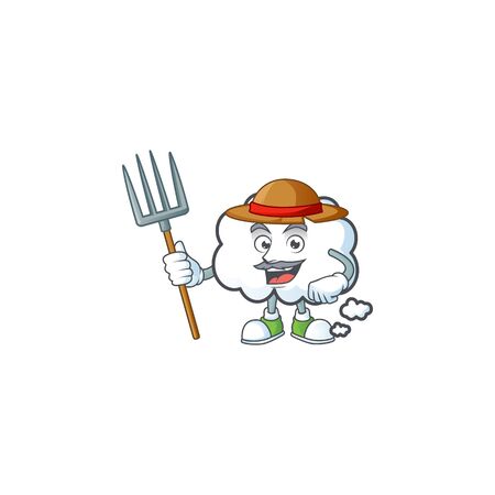 Farmer cloud bubble cartoon mascot a shape. vector illustrationのイラスト素材