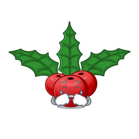 Crying christmas holly berry with character shapeのイラスト素材