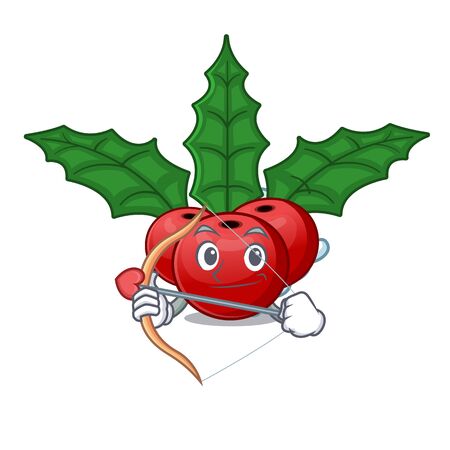 Cupid christmas holly berry on a cartoon vector illustrationのイラスト素材