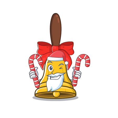 Santa with candy christmas bells in the character shape vector illustrationのイラスト素材