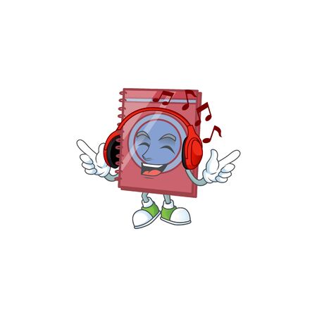 Listening music closed book in the cartoon character vector illustrationのイラスト素材