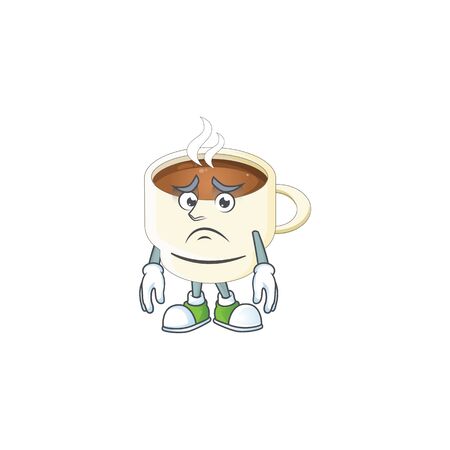 Afraid cup coffee the character with mascot vector illustrationのイラスト素材