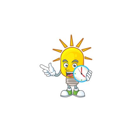 With clock icon lamp cartoon character with mascot vector illustrationのイラスト素材