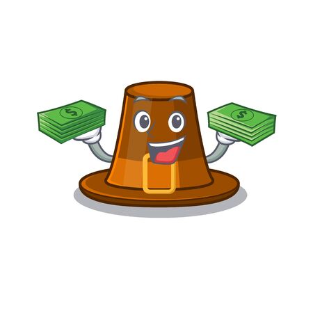 With money bag pilgrims hat in the character shape vector illustrationのイラスト素材
