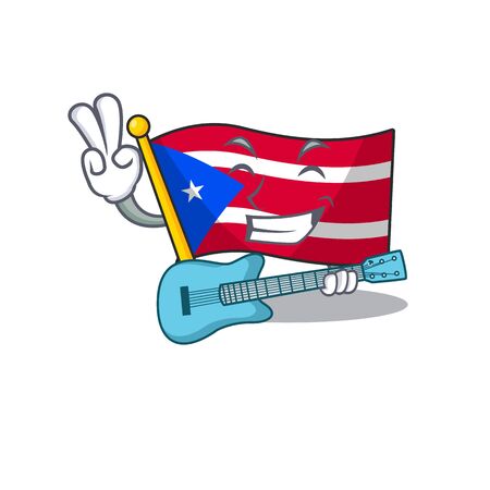 With guitar flag puerto rico on a cartoonのイラスト素材