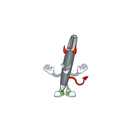 Devil icon black ballpoint with cartoon character vector illustrationのイラスト素材