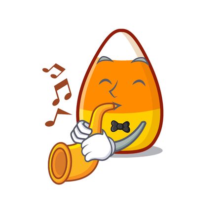 With trumpet candy corn in a mascot jar vector illustrationのイラスト素材