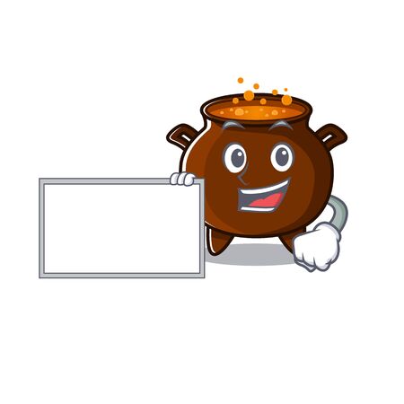 With board cauldron with in the isolated cartoon vector illustrationのイラスト素材