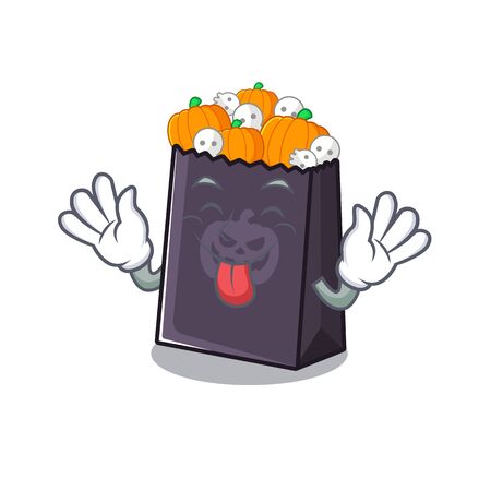 Tongue out halloween bag with the mascot shape vector illustrationのイラスト素材