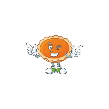 orange pie cartoon with wink mascot design. vector illustrationのイラスト素材