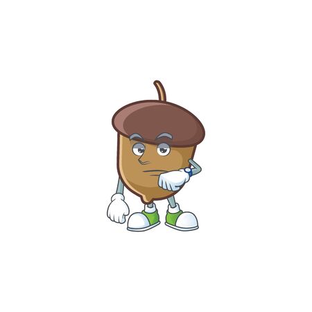 acorn with character waiting for cartoon designのイラスト素材
