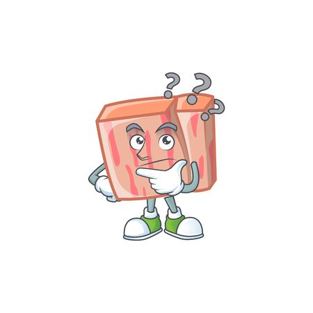 Meat with thinking character on white backgroundのイラスト素材
