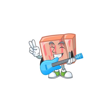 Meat with guitar character on white backgroundのイラスト素材