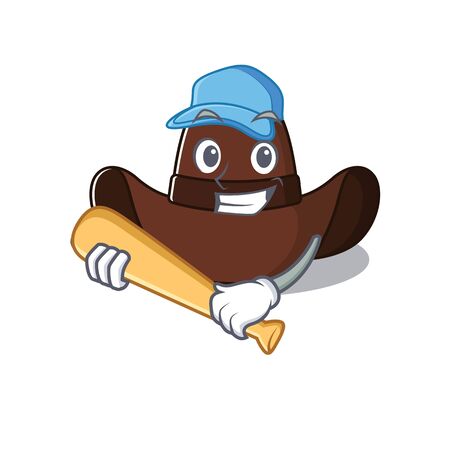 playing baseball cowboy hat isolated in the mascot vector illustrationのイラスト素材