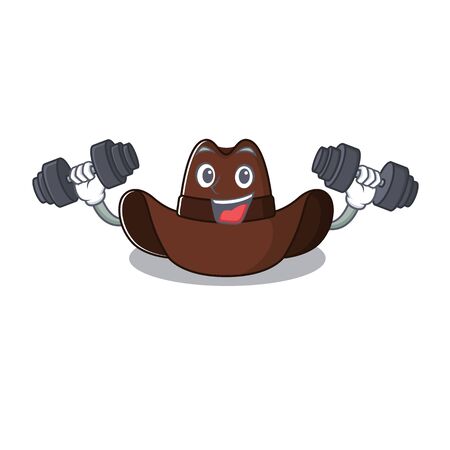 with bring barbell cowboy hat isolated in the mascotのイラスト素材