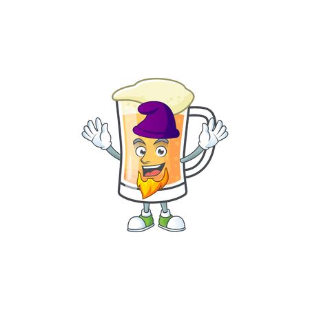 Cute mug of beer with elf mascot. Vector illustrationのイラスト素材