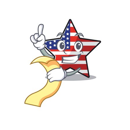 Confident happy usa star character holding bill mascotのイラスト素材