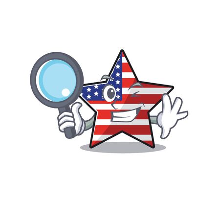Usa star cartoon detective above character tableのイラスト素材