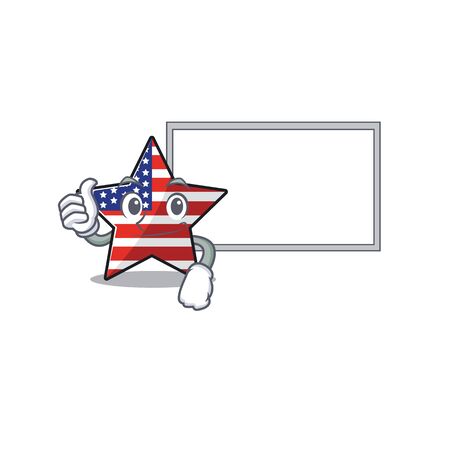 thumbs up with board usa star isolated with cartoon shape vector illustrationのイラスト素材