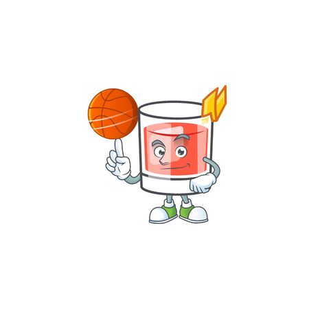 Sazerac drink in glass with character holding basketball. Vector illustrationのイラスト素材