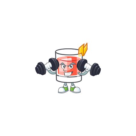 Sazerac drink in glass with character with bring barbell. Vector illustrationのイラスト素材