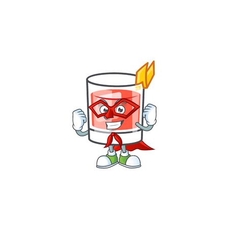 Sazerac alcohol cartoon character with super hero mascot vector illustrationのイラスト素材