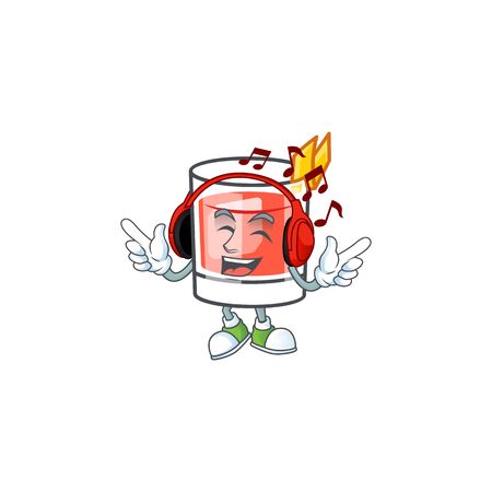 Listening music character on cartoon a sazerac drink. Vector illustrationのイラスト素材
