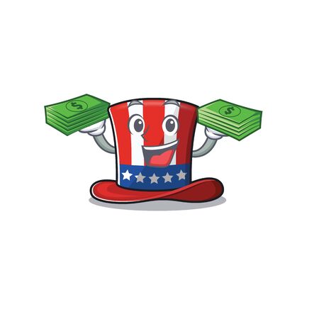 Isolated uncle sam hat with holding moneyのイラスト素材