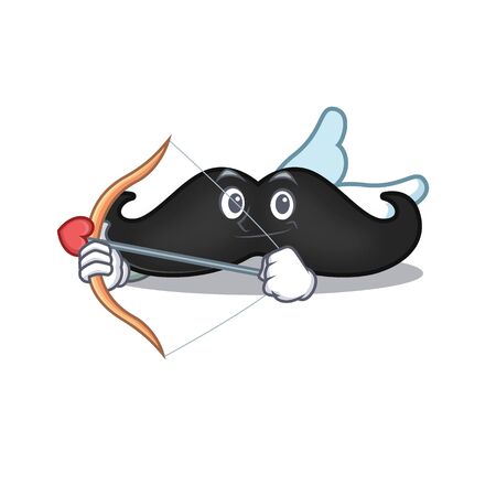 mustache character on a stylized cupid . Vector illustrationのイラスト素材
