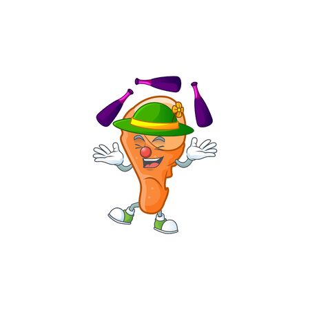 Crispy chicken thigh with mascot a juggling. Vector illustrationのイラスト素材